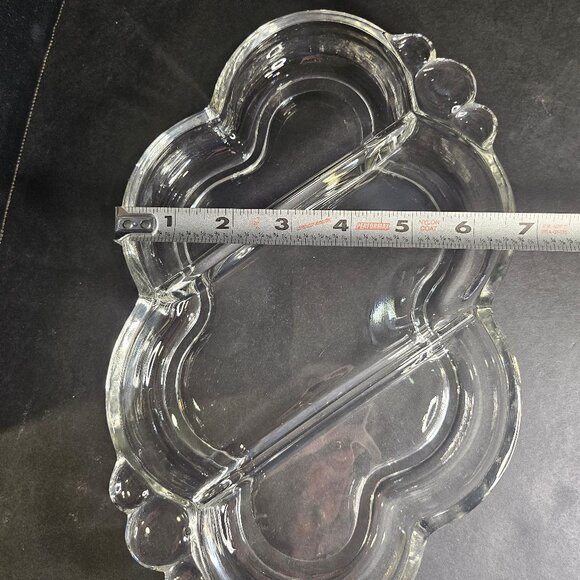 1939-55 Duncan and Miller Canterbury Clear Teardrop Glass Divided Serving Dish - Picture 8 of 10